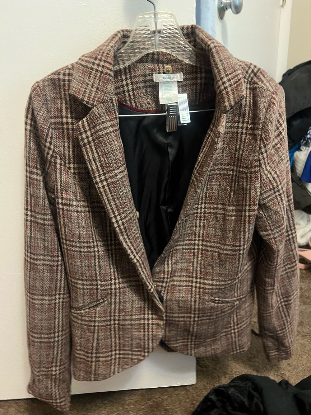 Esley Brown Plaid Tailored Blazer Jacket